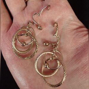 Gold Hoop Dangle Clasp Earrings